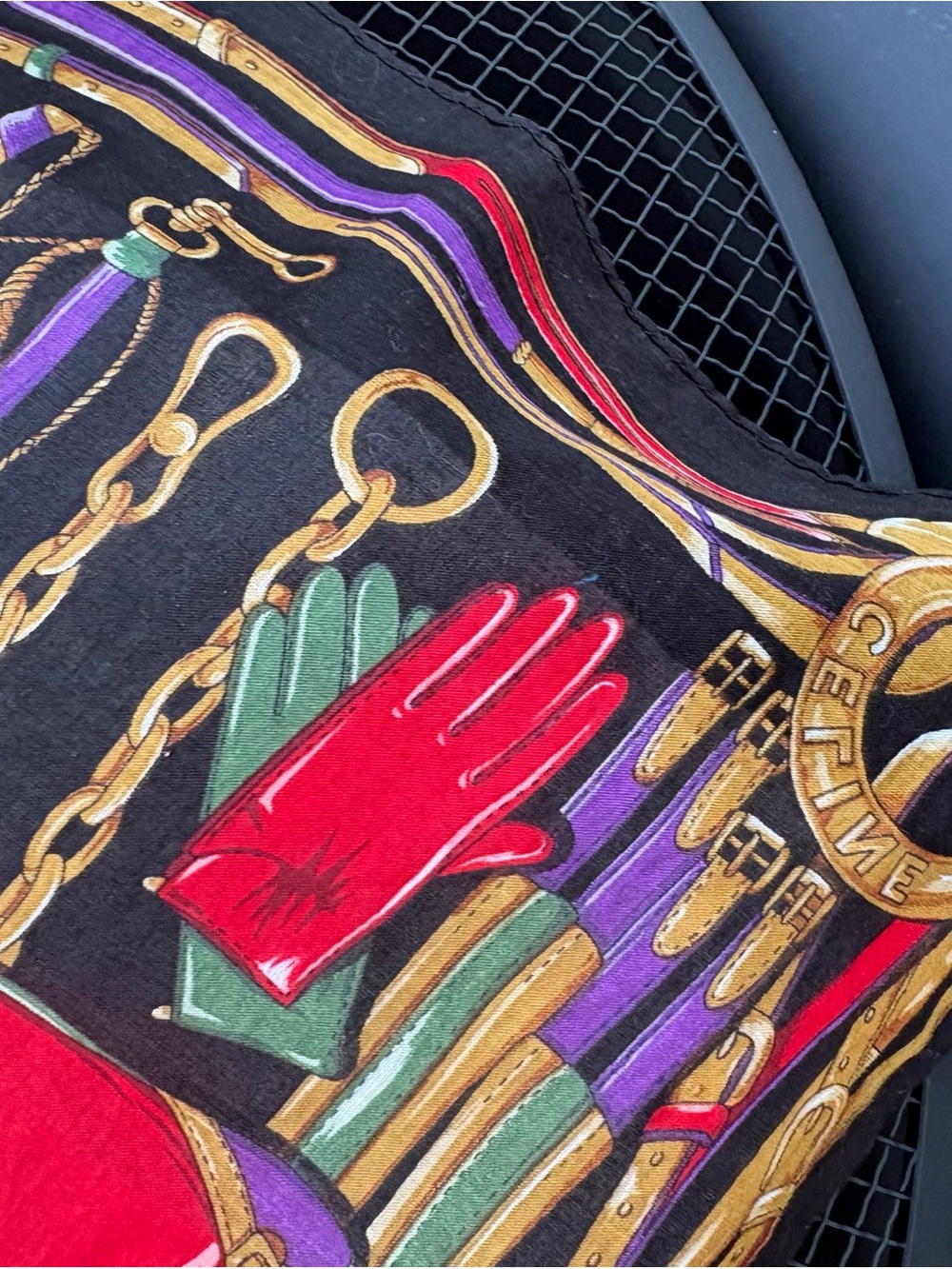 Vintage Celine Paris Silk Scarf Equestrian Belt Bridle Print - Picture 4 of 7